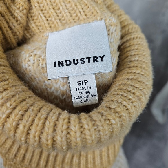 Industry Republic Tan Cream Diamond Knit Turtleneck Sweater Small Argyle Retro‎ - Picture 8 of 9